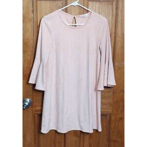 Jack Dakota Tunic Top XS Pink 3/4 Bell Flare Sleeves Velour Keyhole Back